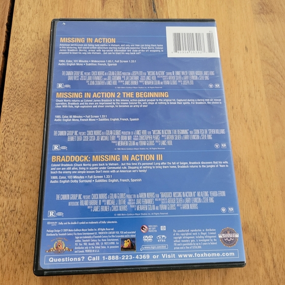 Chuck Norris Missing In Action Triple Feature DVD 2009 MGM - 3 Films on 2 Discs - Picture 3 of 5